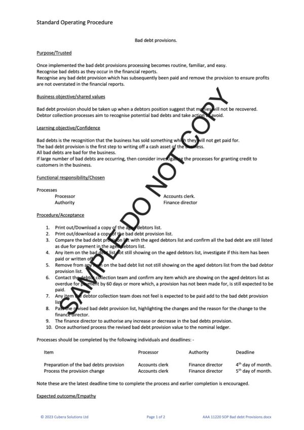 11220 Bad debt provisions - Image 2