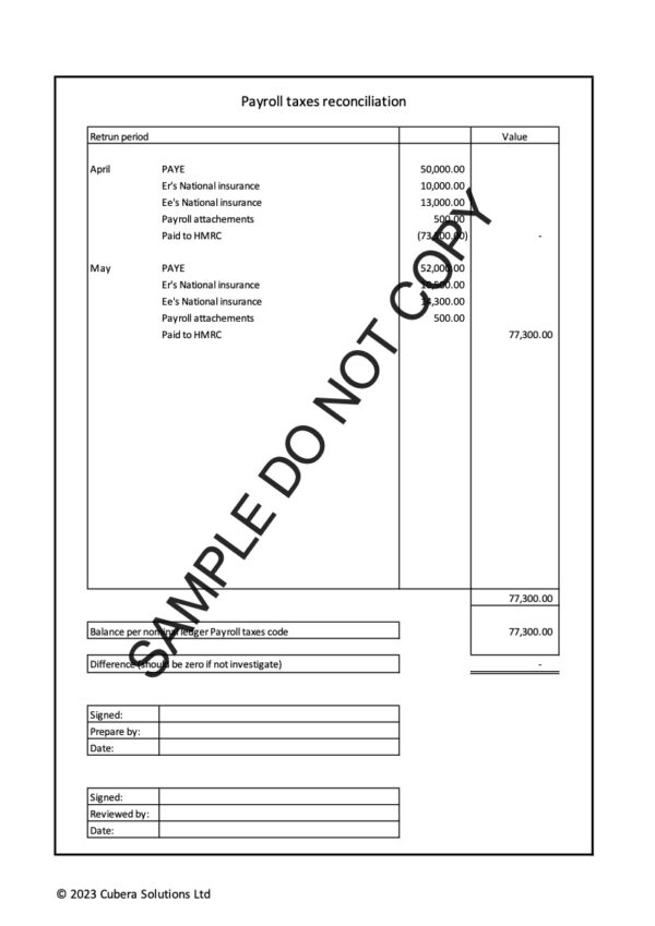 0230 Payroll taxes reconciliation form - Image 2